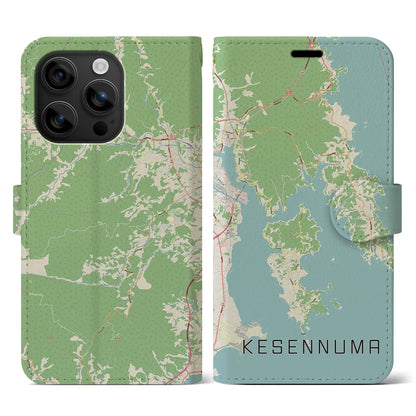 【気仙沼（宮城県）】地図柄iPhoneケース（手帳タイプ）ナチュラル・iPhone 16 用