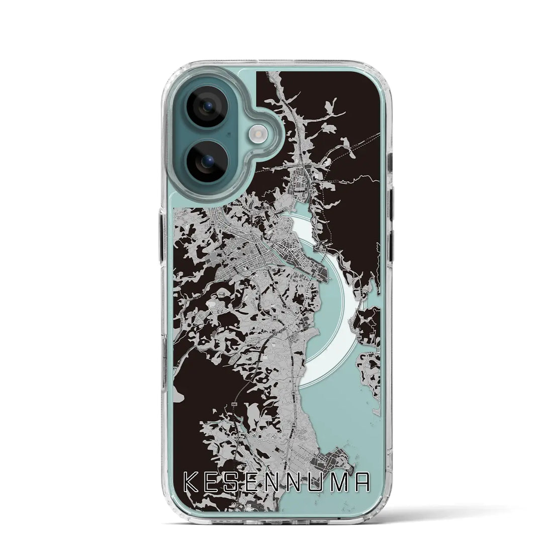 【気仙沼（宮城県）】地図柄iPhoneケース（MagSafeタイプ）モノトーン・iPhone 16 Pro 用