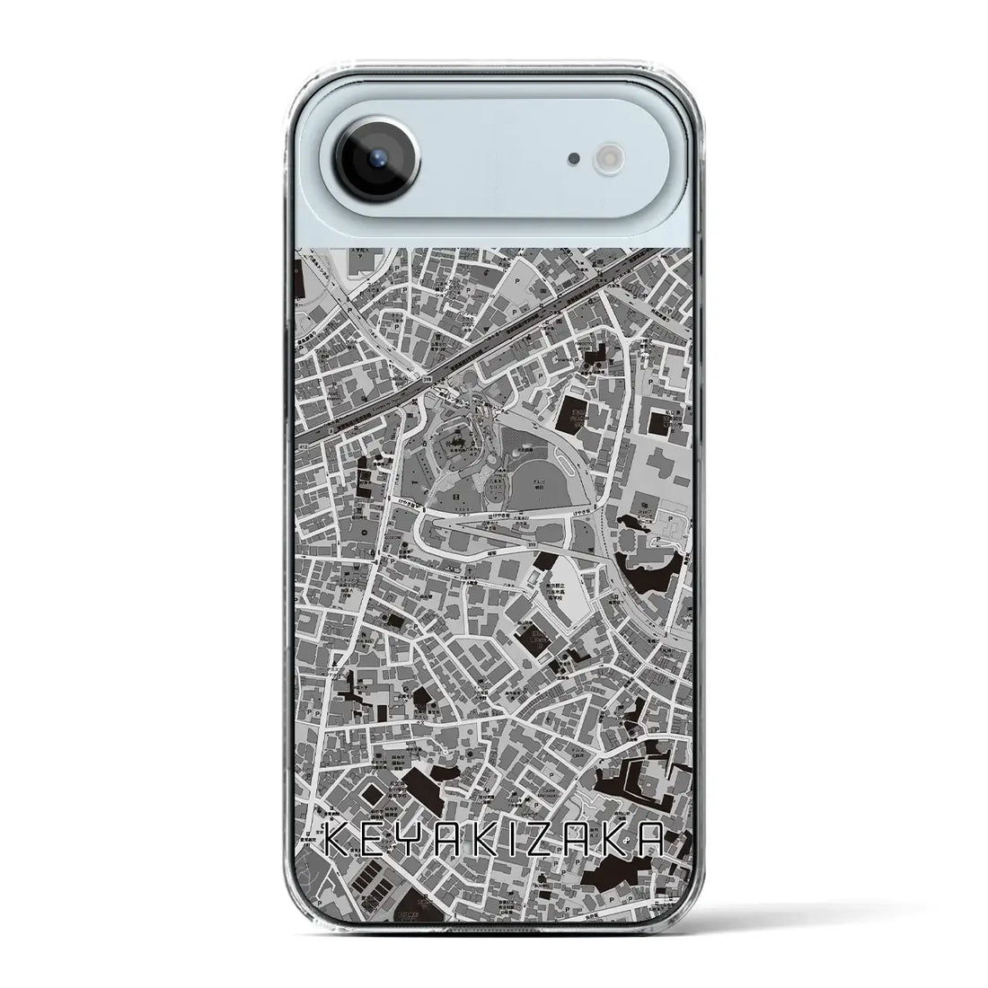 【けやき坂（東京都）】地図柄iPhoneケース（クリアタイプ）モノトーン・iPhone 17 Pro Max 用