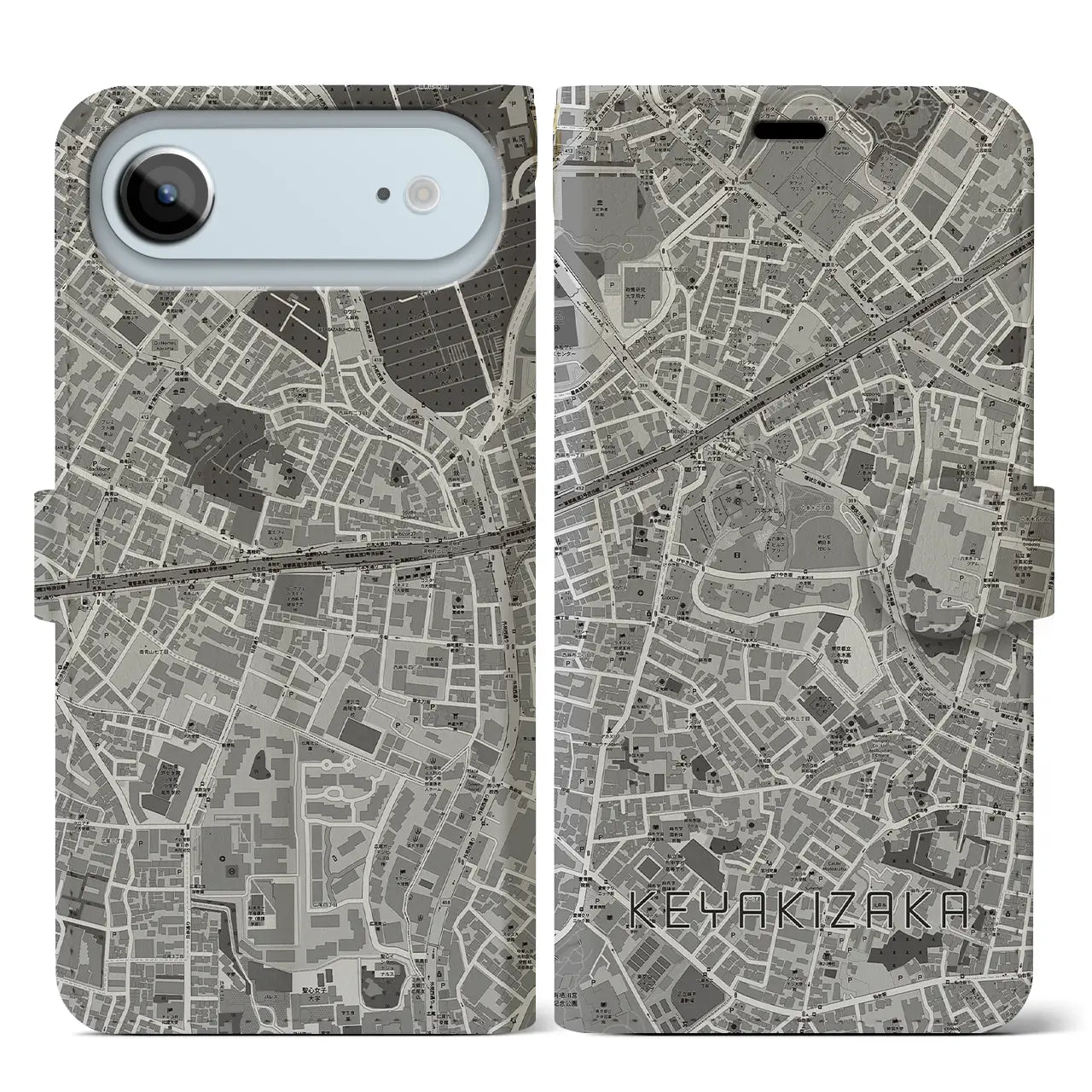 【けやき坂（東京都）】地図柄iPhoneケース（手帳タイプ）