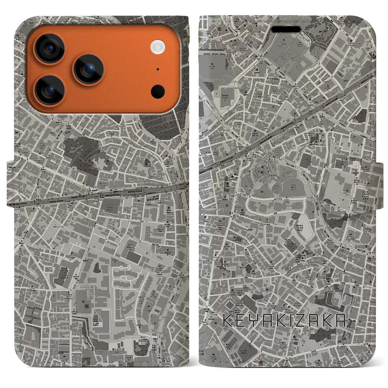 【けやき坂（東京都）】地図柄iPhoneケース（手帳タイプ）