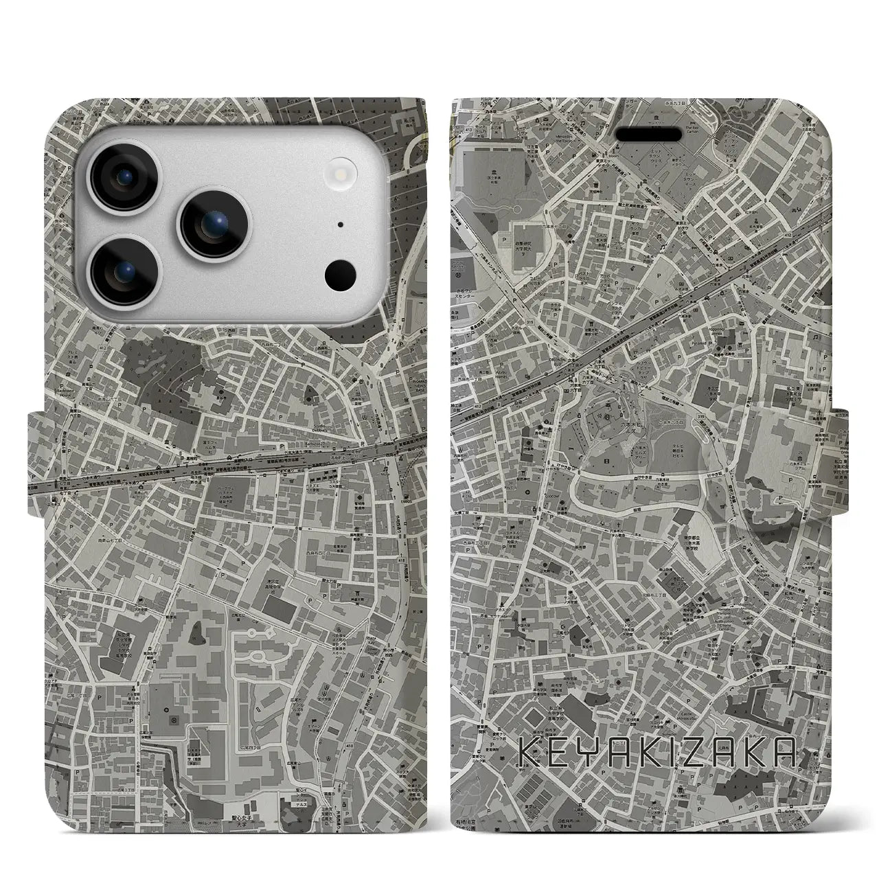 【けやき坂（東京都）】地図柄iPhoneケース（手帳タイプ）