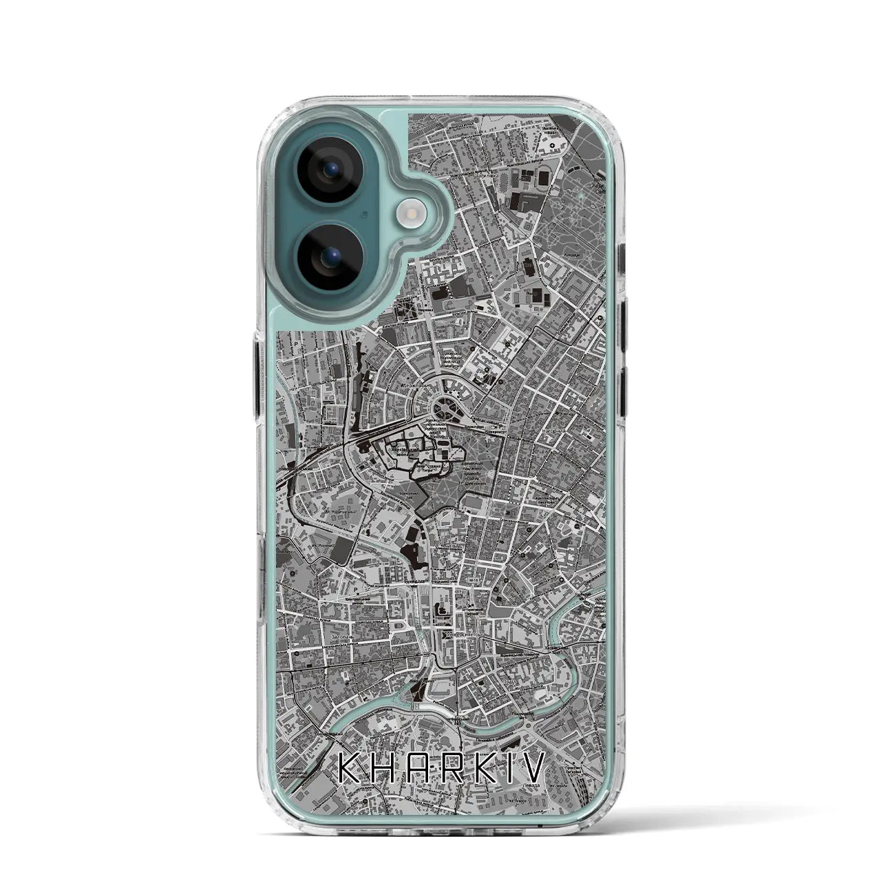 【ハルキウ（ウクライナ）】地図柄iPhoneケース（MagSafeタイプ）モノトーン・iPhone 16 Pro 用