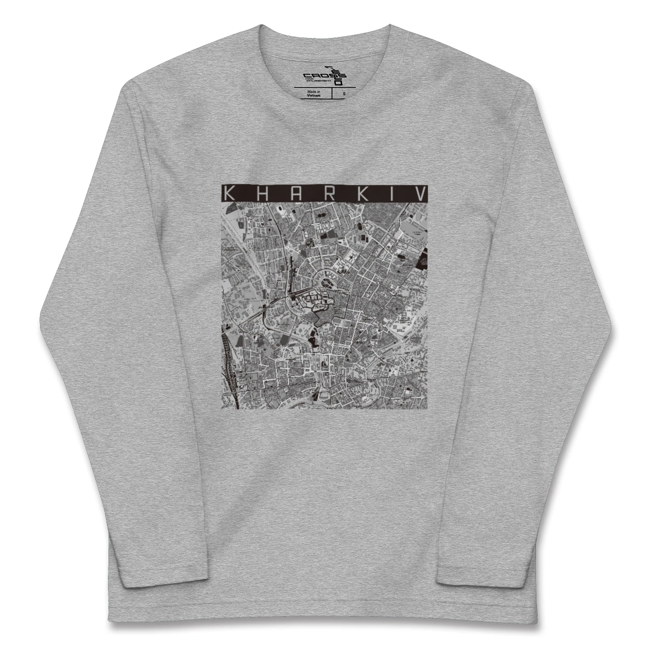 【ハルキウ（ウクライナ）】地図柄ロングスリーブTシャツ