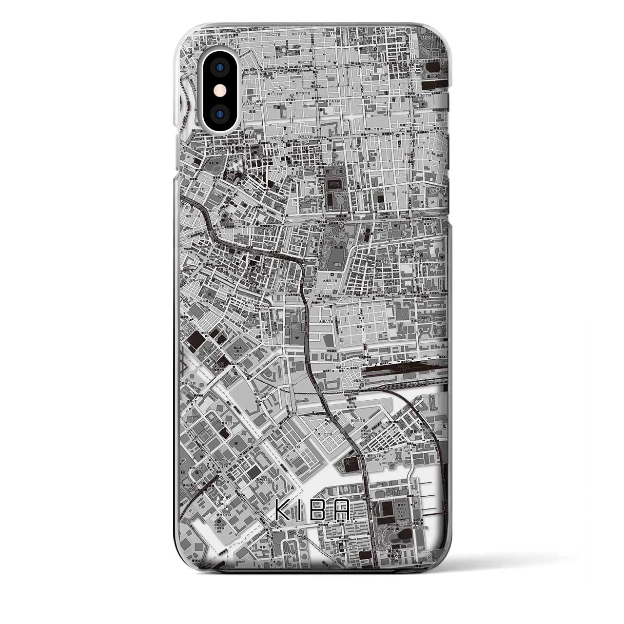 【木場（東京都）】地図柄iPhoneケース（クリアタイプ）モノトーン・iPhone XS Max 用