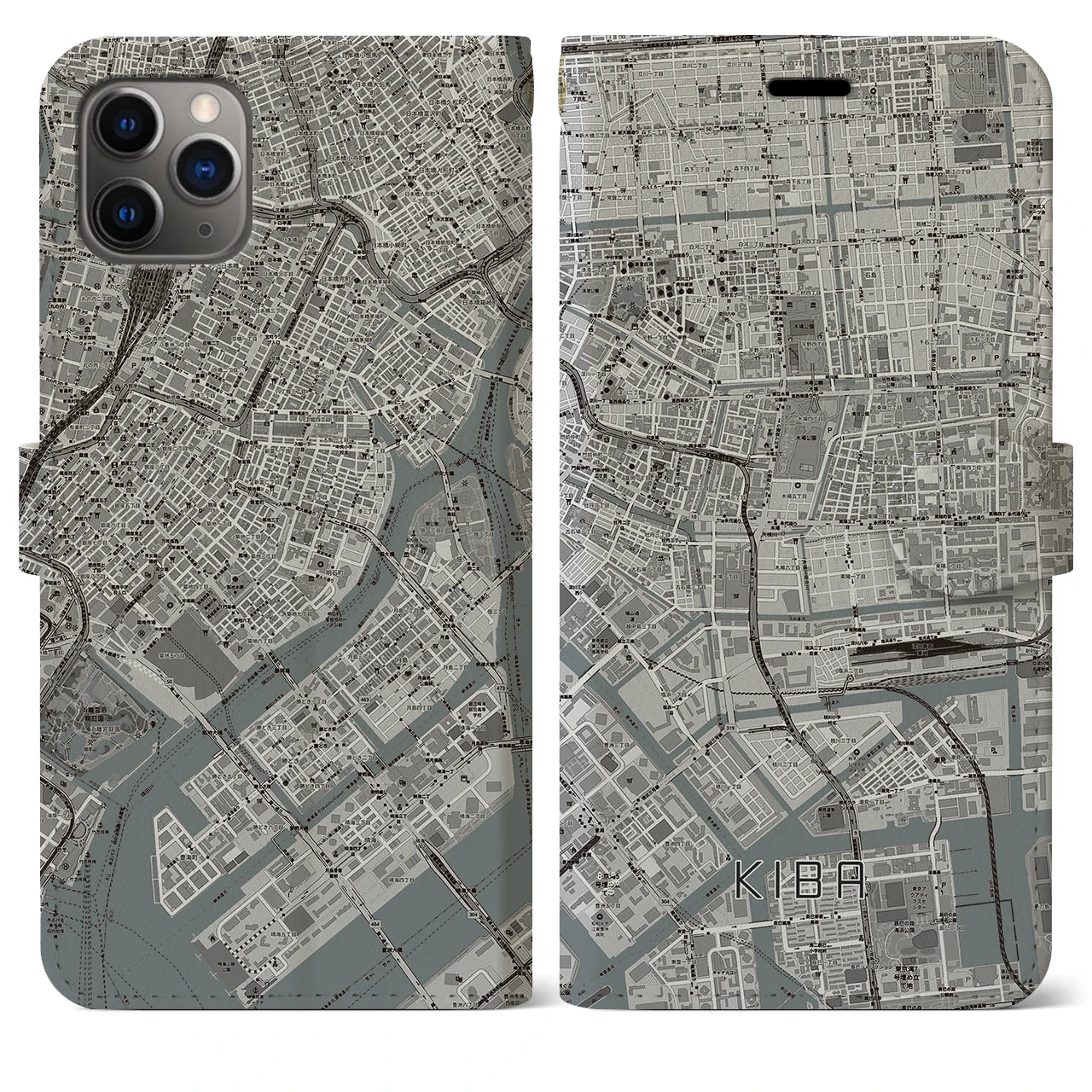 【木場（東京都）】地図柄iPhoneケース（手帳タイプ）