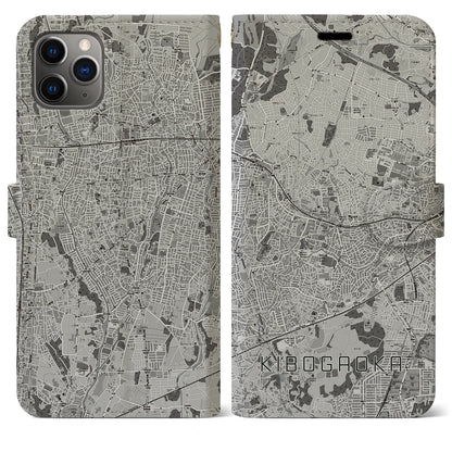 【希望ヶ丘（神奈川県）】地図柄iPhoneケース（手帳タイプ）モノトーン・iPhone 11 Pro Max 用