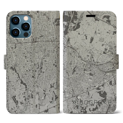 【希望ヶ丘（神奈川県）】地図柄iPhoneケース（手帳タイプ）モノトーン・iPhone 12 / 12 Pro 用