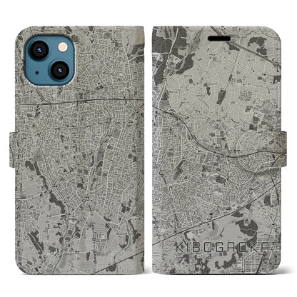 【希望ヶ丘（神奈川県）】地図柄iPhoneケース（手帳タイプ）モノトーン・iPhone 13 用