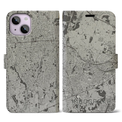 【希望ヶ丘（神奈川県）】地図柄iPhoneケース（手帳タイプ）モノトーン・iPhone 14 用