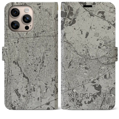 【希望ヶ丘（神奈川県）】地図柄iPhoneケース（手帳タイプ）モノトーン・iPhone 16 Plus 用