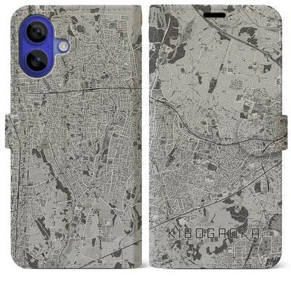 【希望ヶ丘（神奈川県）】地図柄iPhoneケース（手帳タイプ）モノトーン・iPhone 16 Pro Max 用