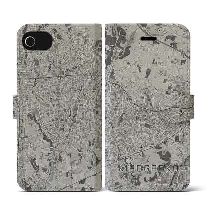 【希望ヶ丘（神奈川県）】地図柄iPhoneケース（手帳タイプ）モノトーン・iPhone SE（第3 / 第2世代） / 8 / 7 / 6s / 6 用