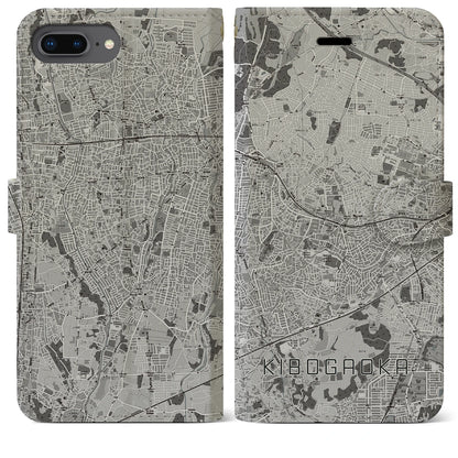 【希望ヶ丘（神奈川県）】地図柄iPhoneケース（手帳タイプ）モノトーン・iPhone 8Plus /7Plus / 6sPlus / 6Plus 用