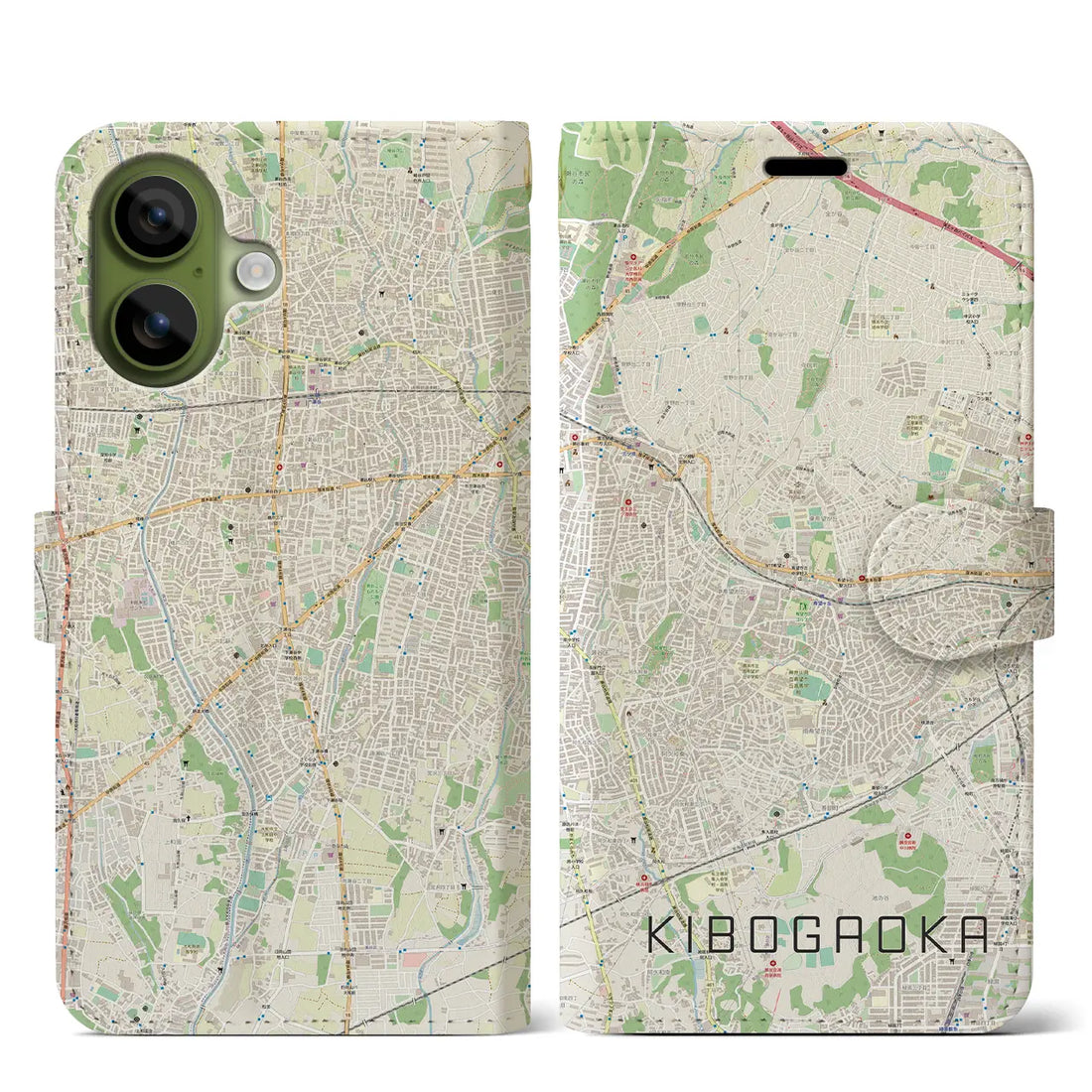 【希望ヶ丘（神奈川県）】地図柄iPhoneケース（手帳タイプ）モノトーン・iPhone 17 Pro Max 用