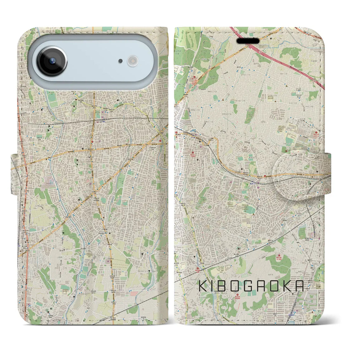 【希望ヶ丘（神奈川県）】地図柄iPhoneケース（手帳タイプ）ナチュラル・iPhone 17 Pro Max 用