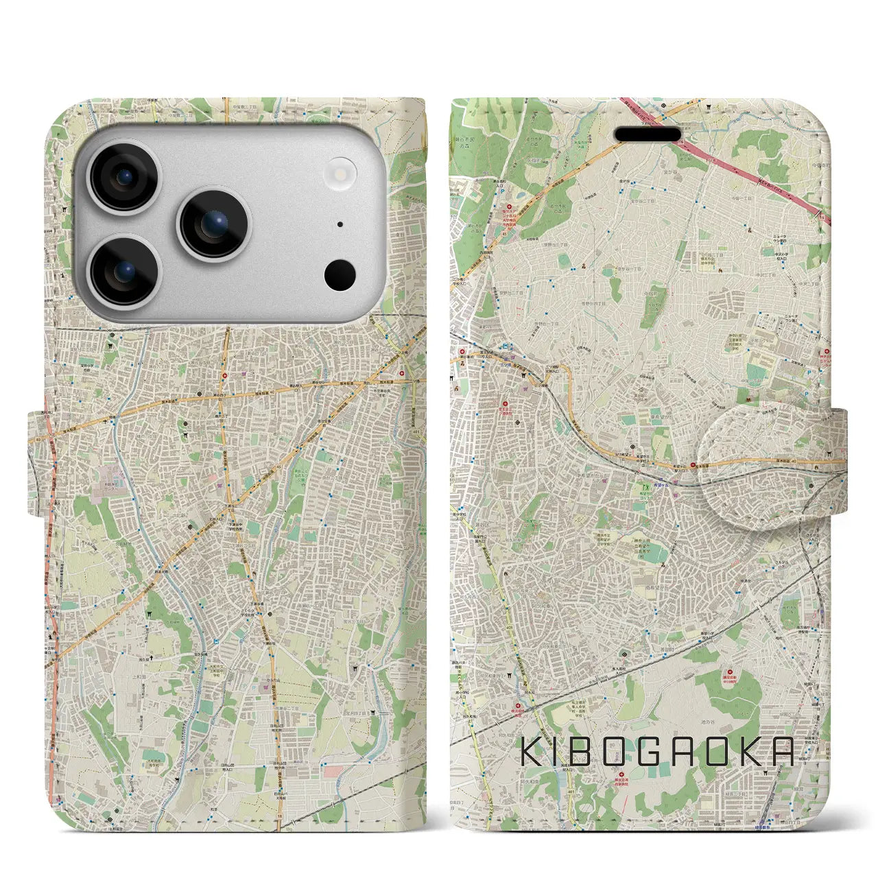 【希望ヶ丘（神奈川県）】地図柄iPhoneケース（手帳タイプ）