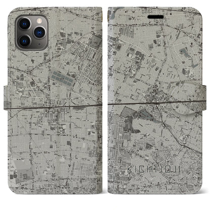 【吉祥寺2（東京都）】地図柄iPhoneケース（手帳タイプ）モノトーン・iPhone 11 Pro Max 用