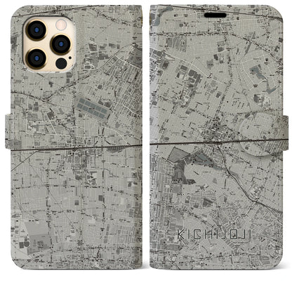 【吉祥寺2（東京都）】地図柄iPhoneケース（手帳タイプ）モノトーン・iPhone 12 Pro Max 用