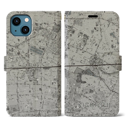 【吉祥寺2（東京都）】地図柄iPhoneケース（手帳タイプ）モノトーン・iPhone 13 用
