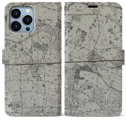 【吉祥寺2（東京都）】地図柄iPhoneケース（手帳タイプ）モノトーン・iPhone 13 Pro Max 用