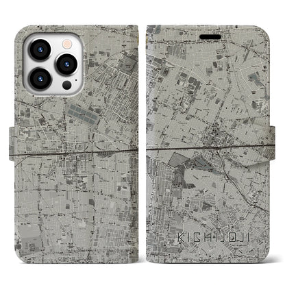 【吉祥寺2（東京都）】地図柄iPhoneケース（手帳タイプ）モノトーン・iPhone 13 Pro 用