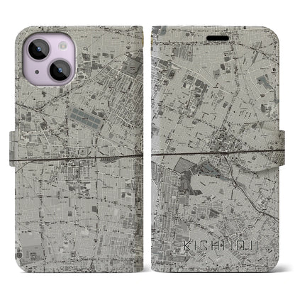 【吉祥寺2（東京都）】地図柄iPhoneケース（手帳タイプ）モノトーン・iPhone 14 用