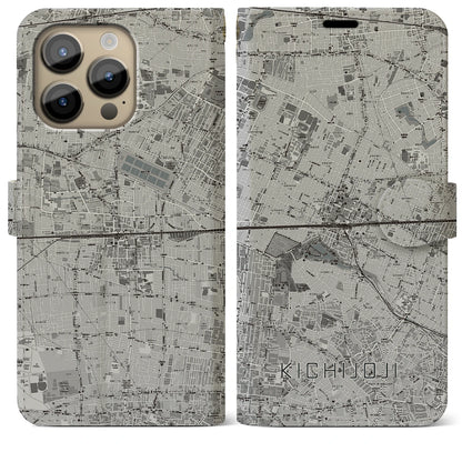 【吉祥寺2（東京都）】地図柄iPhoneケース（手帳タイプ）モノトーン・iPhone 14 Pro Max 用