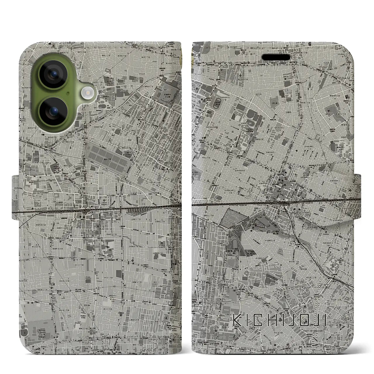 【吉祥寺2（東京都）】地図柄iPhoneケース（手帳タイプ）