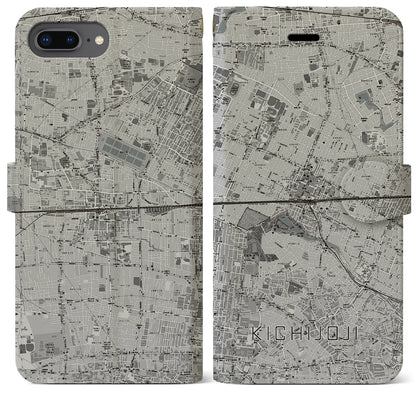 【吉祥寺2（東京都）】地図柄iPhoneケース（手帳タイプ）モノトーン・iPhone 8Plus /7Plus / 6sPlus / 6Plus 用