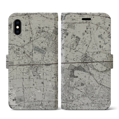 【吉祥寺2（東京都）】地図柄iPhoneケース（手帳タイプ）モノトーン・iPhone XS / X 用