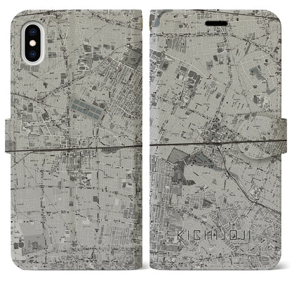 【吉祥寺2（東京都）】地図柄iPhoneケース（手帳タイプ）モノトーン・iPhone XS Max 用