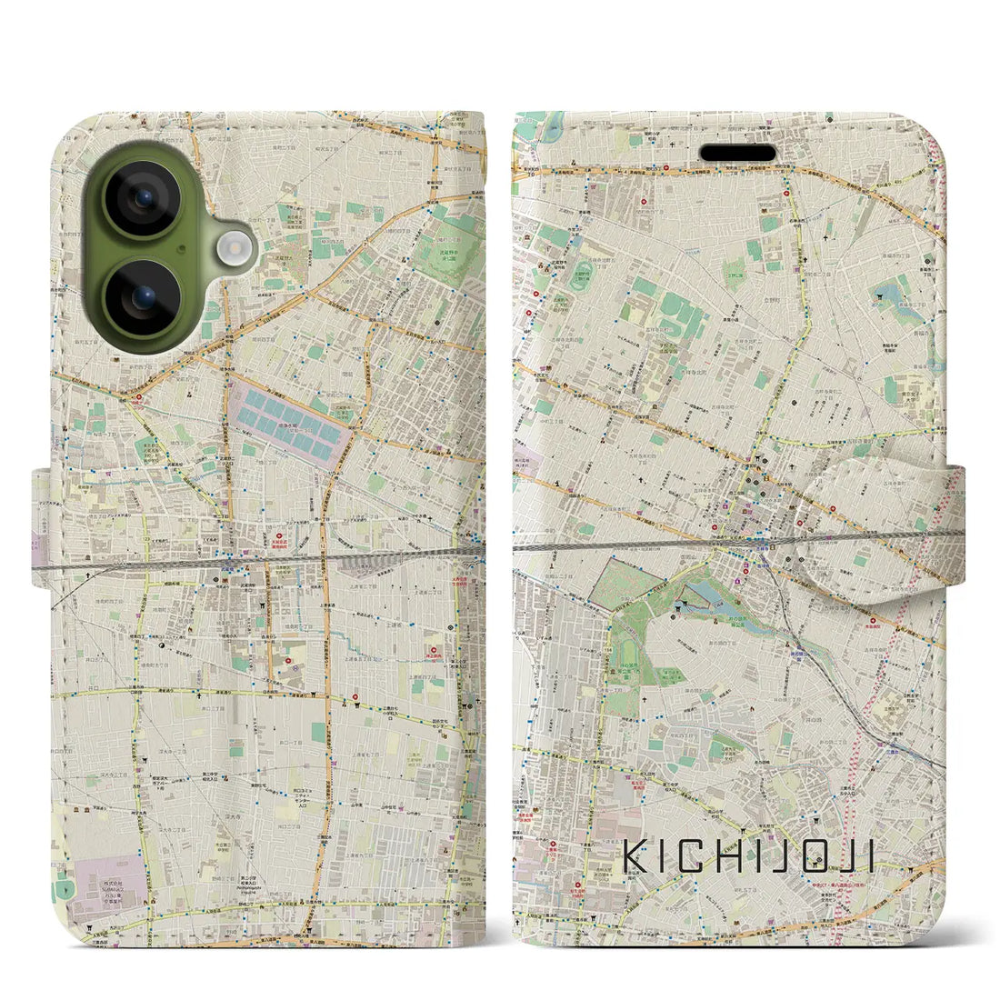 【吉祥寺2（東京都）】地図柄iPhoneケース（手帳タイプ）モノトーン・iPhone 17 Pro Max 用