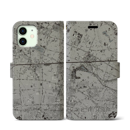 【吉祥寺（東京都）】地図柄iPhoneケース（手帳タイプ）モノトーン・iPhone 12 mini 用