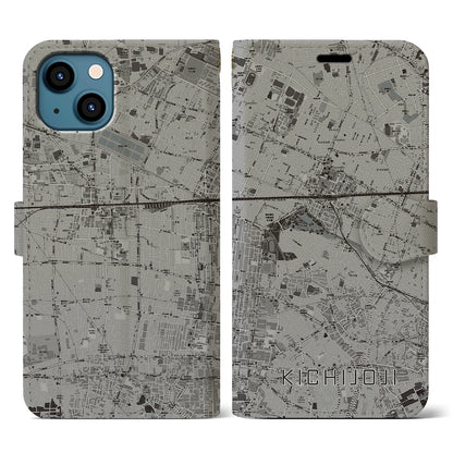 【吉祥寺（東京都）】地図柄iPhoneケース（手帳タイプ）モノトーン・iPhone 13 用