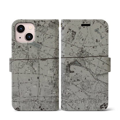 【吉祥寺（東京都）】地図柄iPhoneケース（手帳タイプ）モノトーン・iPhone 13 mini 用