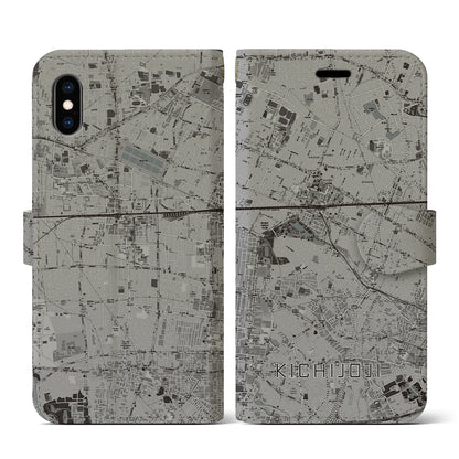 【吉祥寺（東京都）】地図柄iPhoneケース（手帳タイプ）モノトーン・iPhone XS / X 用