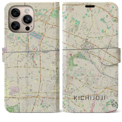 【吉祥寺（東京都）】地図柄iPhoneケース（手帳タイプ）ナチュラル・iPhone 16 Plus 用