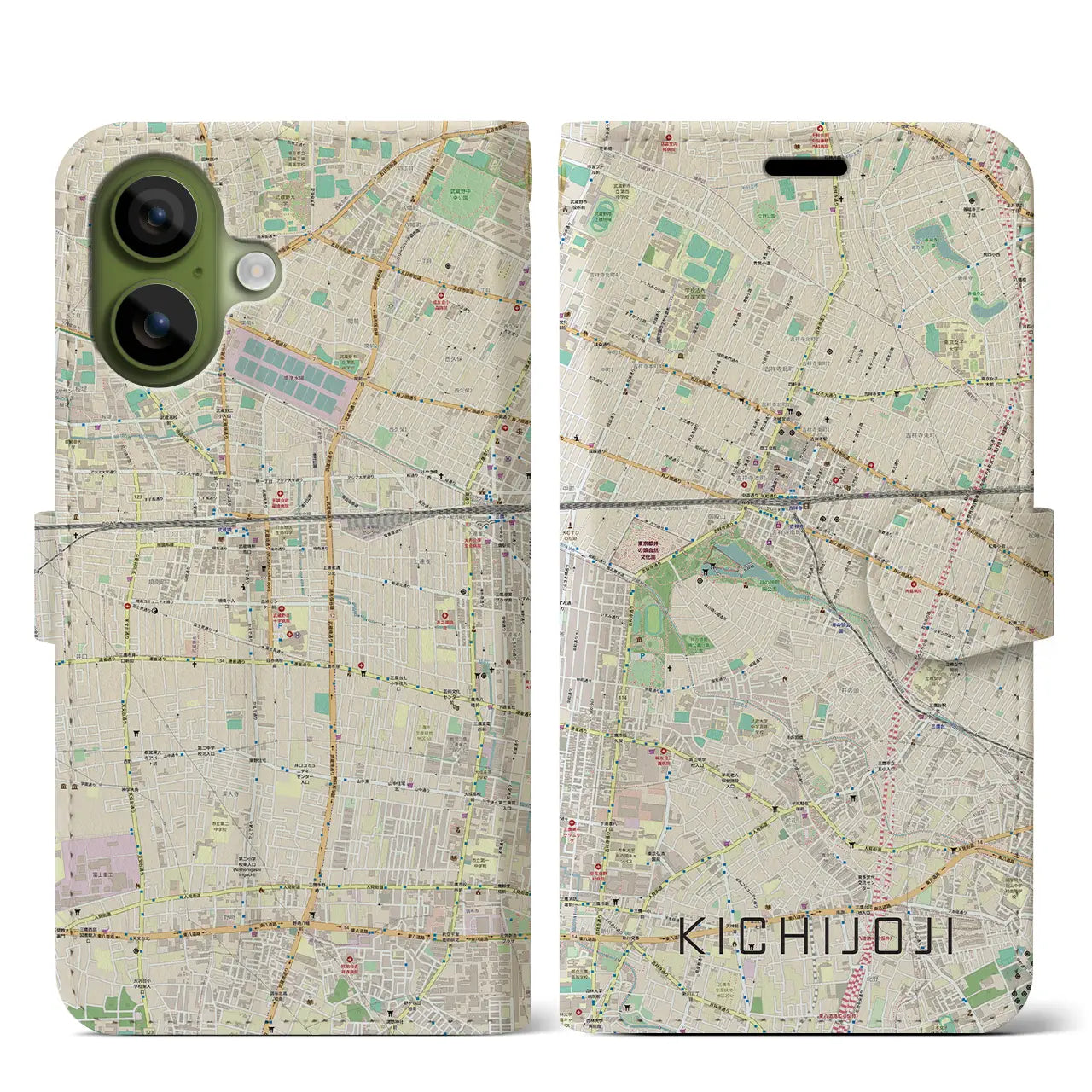 【吉祥寺（東京都）】地図柄iPhoneケース（手帳タイプ）