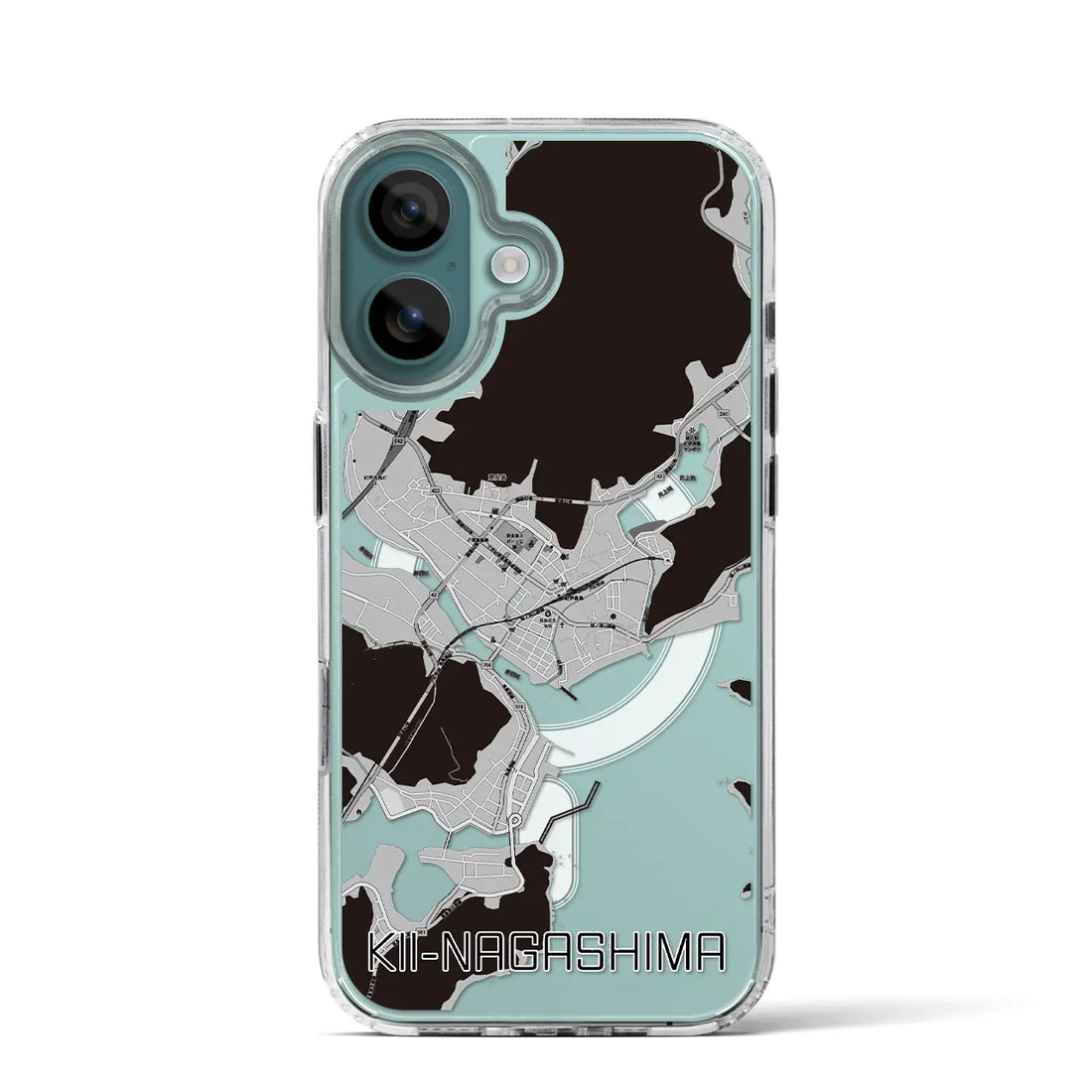 【紀伊長島(三重県)】地図柄iPhoneケース(MagSafeタイプ)モノトーン・iPhone 16 Pro 用