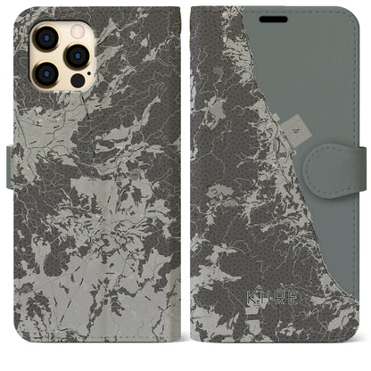 【喜入（鹿児島県）】地図柄iPhoneケース（手帳タイプ）モノトーン・iPhone 12 Pro Max 用