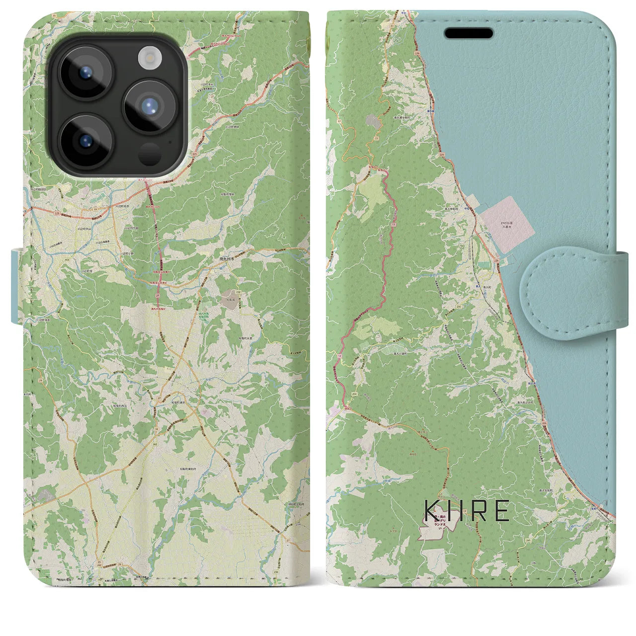 【喜入（鹿児島県）】地図柄iPhoneケース（手帳タイプ）ナチュラル・iPhone 15 Pro Max 用