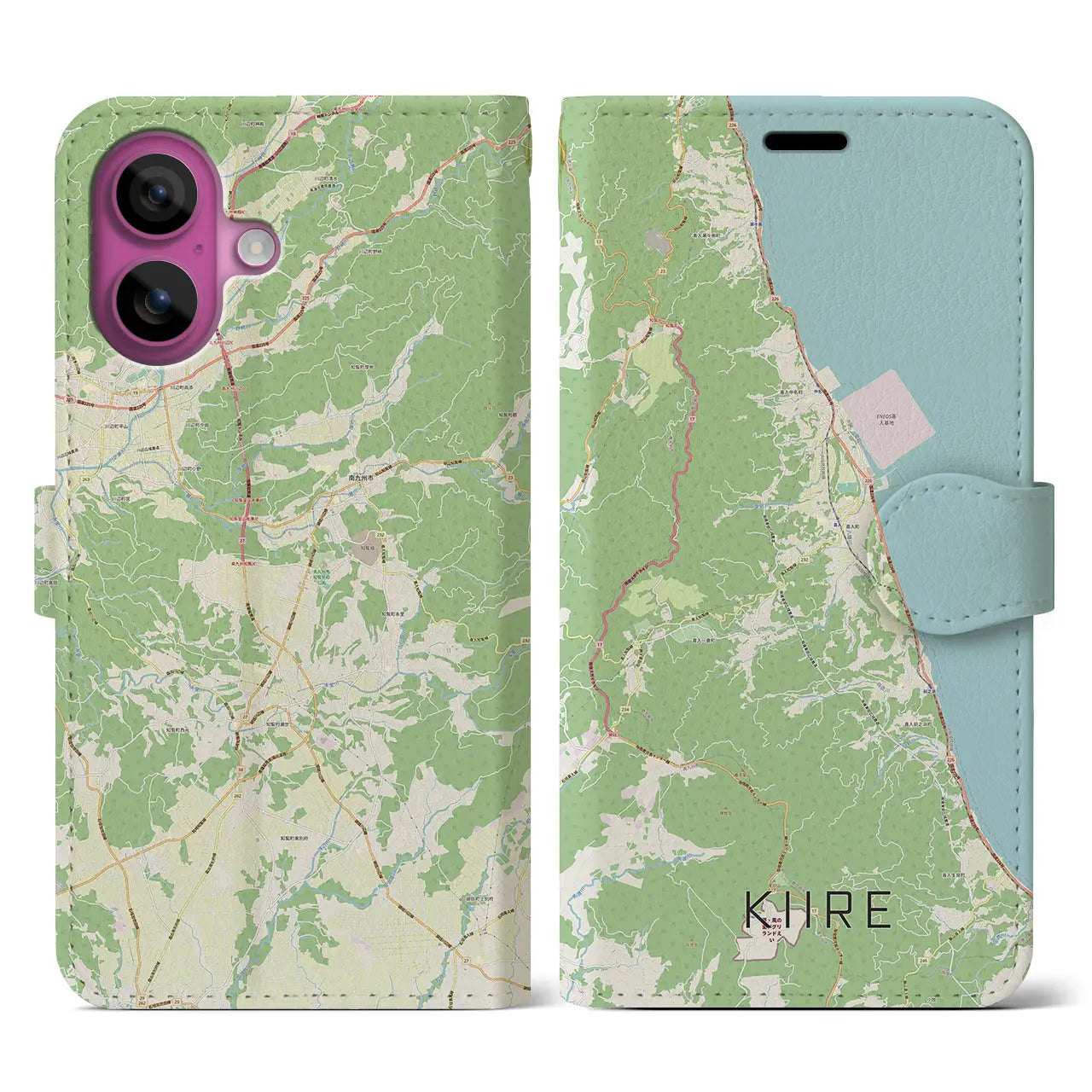 【喜入（鹿児島県）】地図柄iPhoneケース（手帳タイプ）ナチュラル・iPhone 16 Pro 用