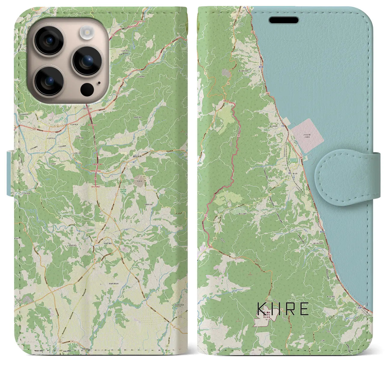 【喜入（鹿児島県）】地図柄iPhoneケース（手帳タイプ）ナチュラル・iPhone 16 Plus 用