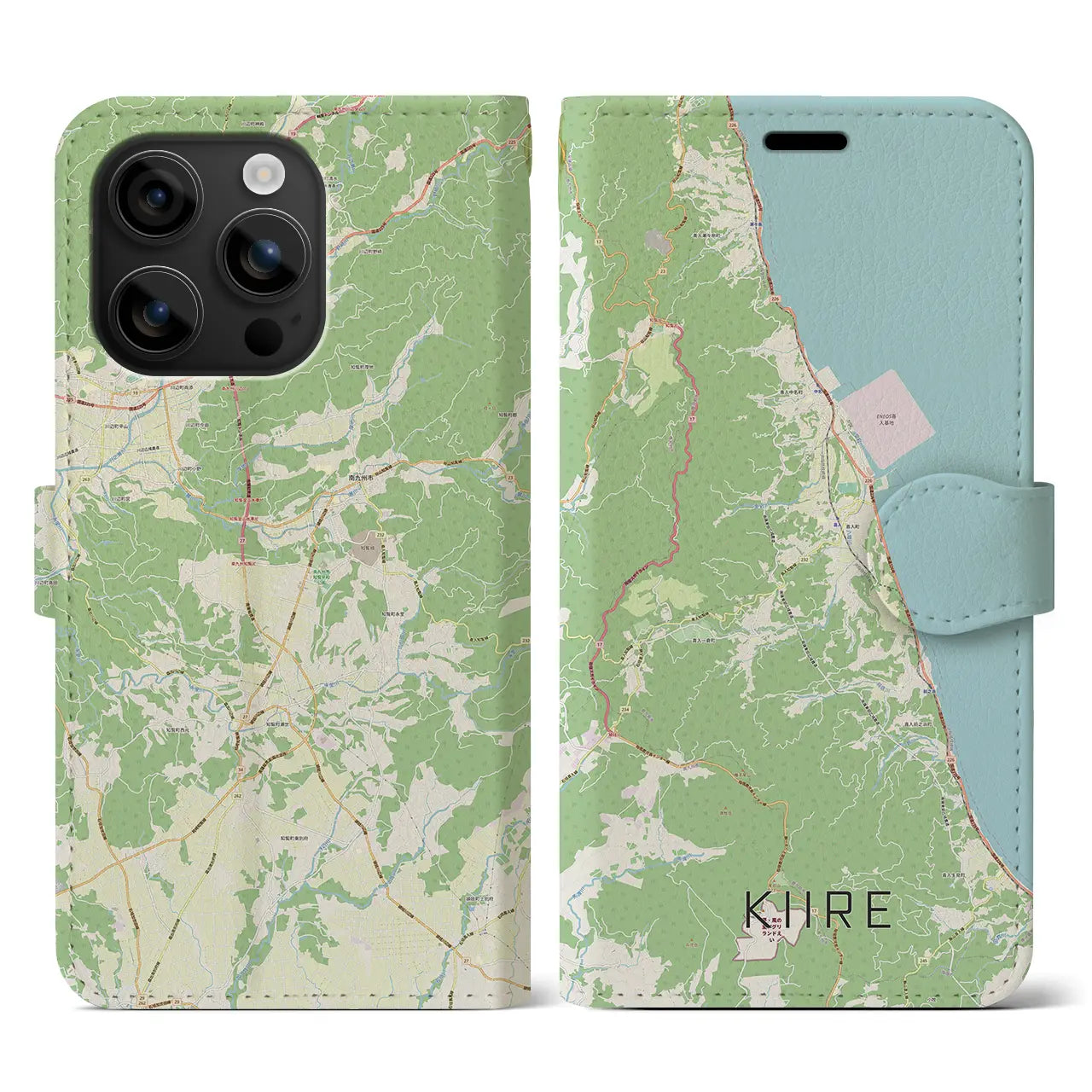 【喜入（鹿児島県）】地図柄iPhoneケース（手帳タイプ）ナチュラル・iPhone 16 用