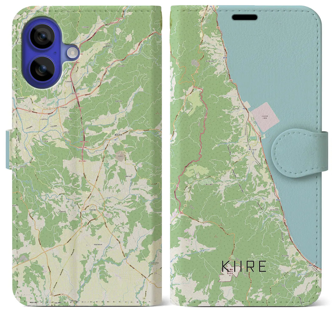 【喜入（鹿児島県）】地図柄iPhoneケース（手帳タイプ）ナチュラル・iPhone 16 Pro Max 用