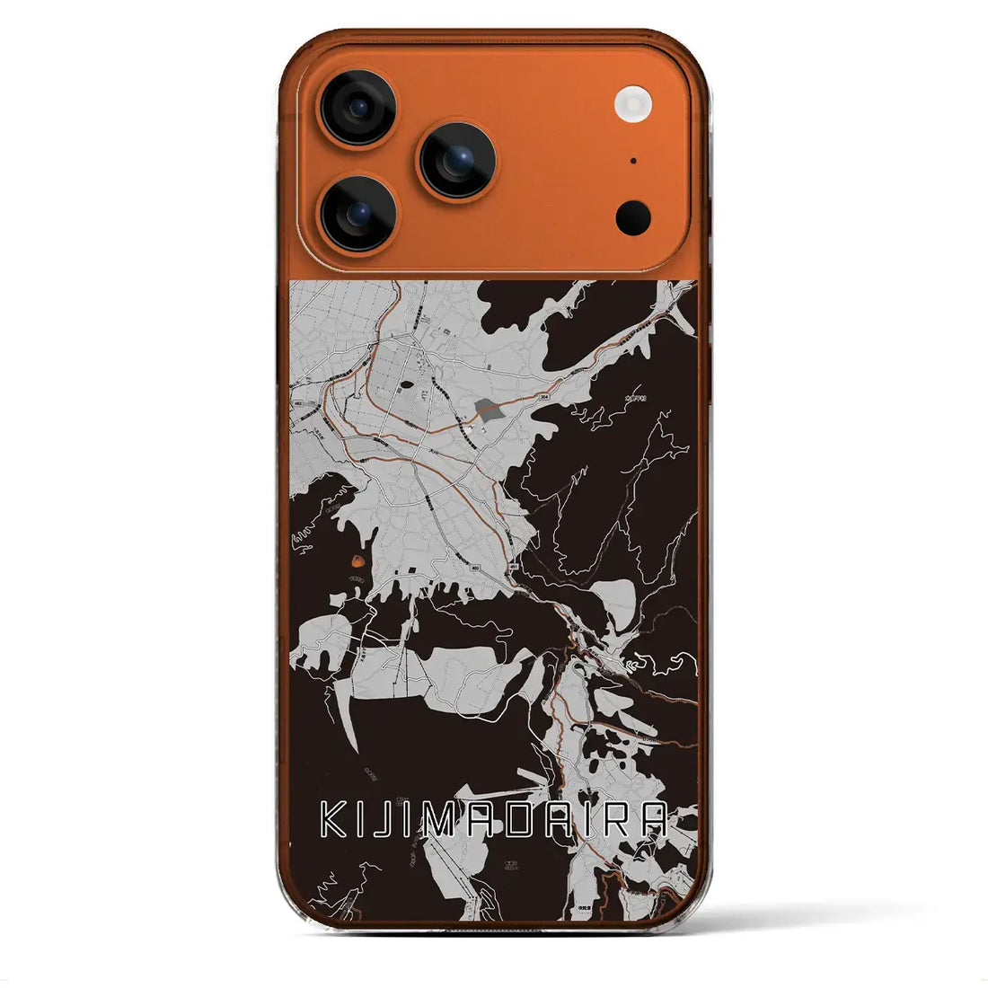 【木島平（長野県）】地図柄iPhoneケース（クリアタイプ）モノトーン・iPhone 17 Pro Max 用