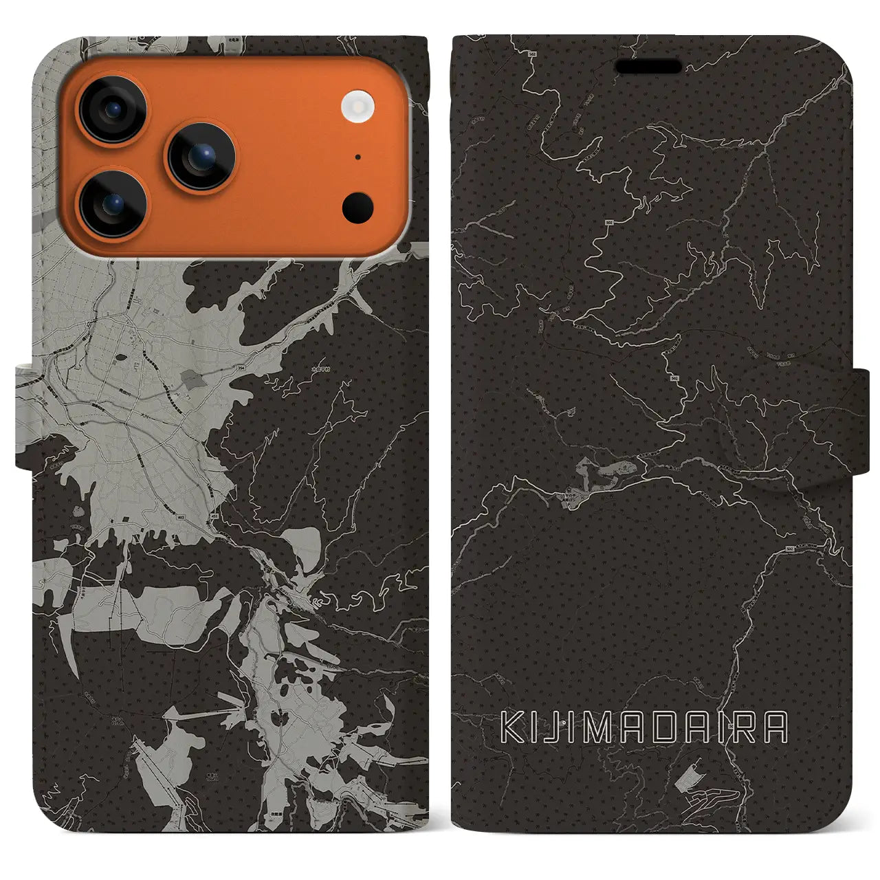 【木島平（長野県）】地図柄iPhoneケース（手帳タイプ）