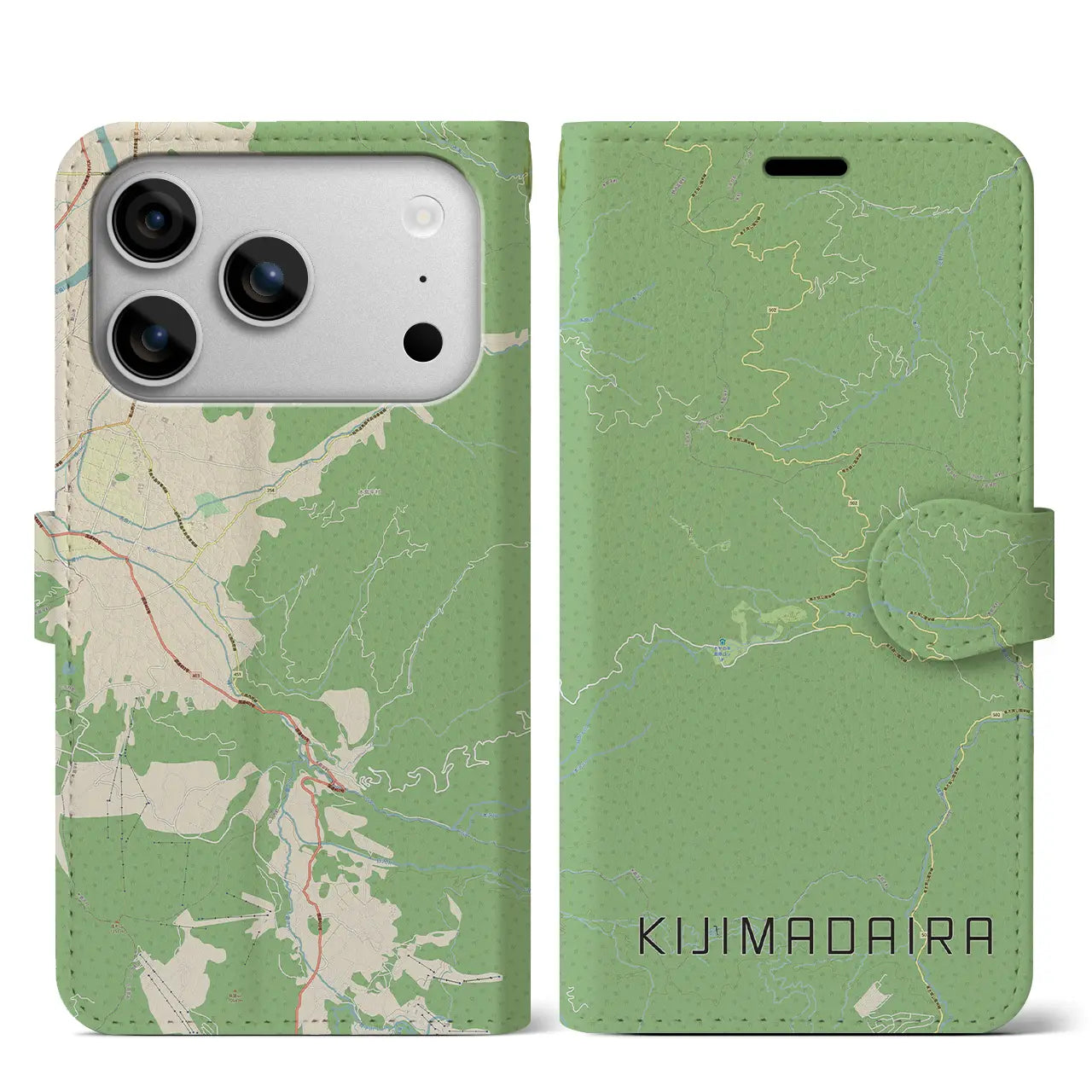 【木島平（長野県）】地図柄iPhoneケース（手帳タイプ）