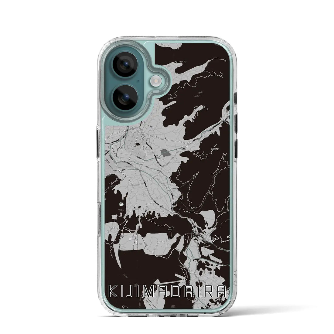 【木島平（長野県）】地図柄iPhoneケース（MagSafeタイプ）モノトーン・iPhone 16 Pro 用